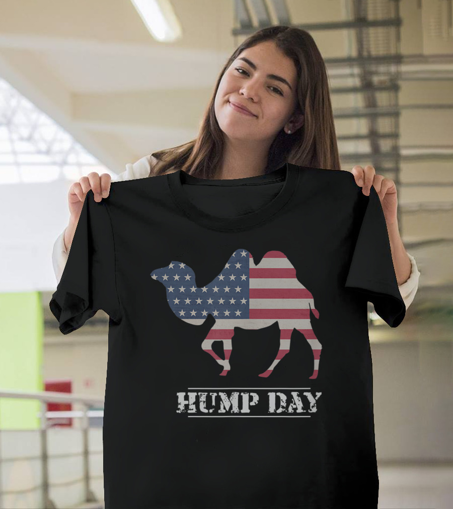 Hump Day American Flag Camel Funny T-Shirt