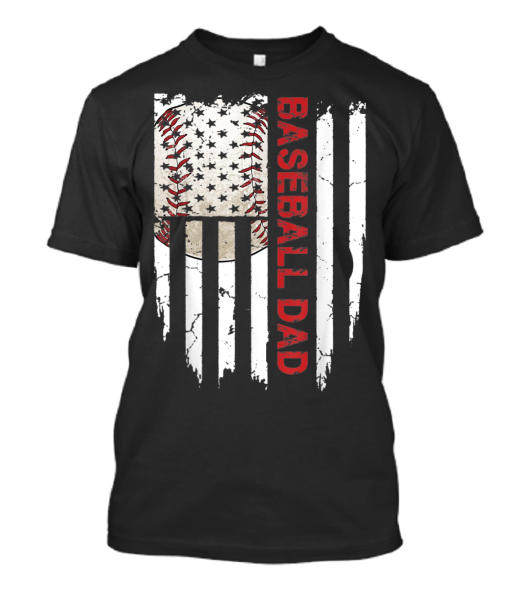 Baseball Dad American Flag Patriotic Stars Stripes Sports Enthusiast T-Shirt