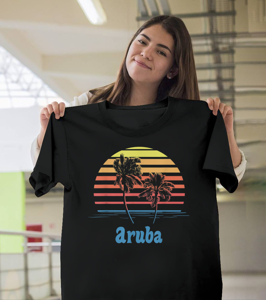 Aruba Palm Trees Sunset Beach Vacation Vibes T-Shirt