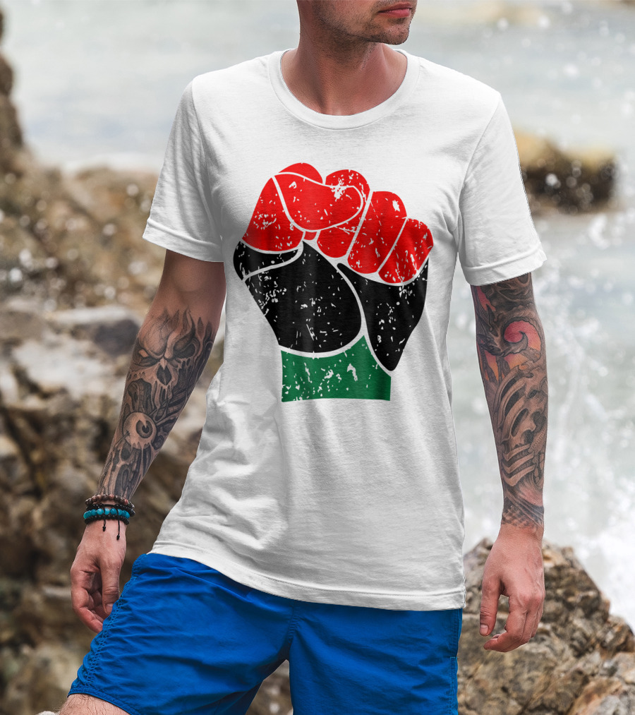 Black History Red Black And Green Pride Fist Symbol Of Empowerment T-Shirt