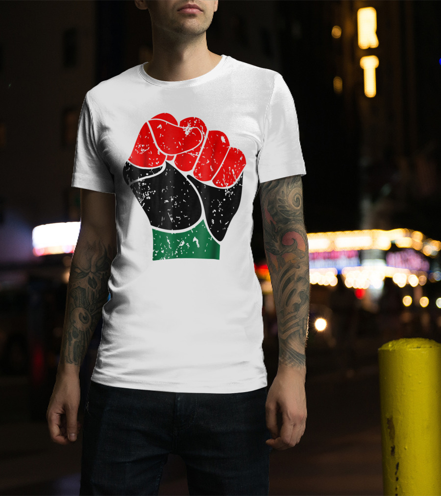 Black History Red Black And Green Pride Fist Symbol Of Empowerment T-Shirt