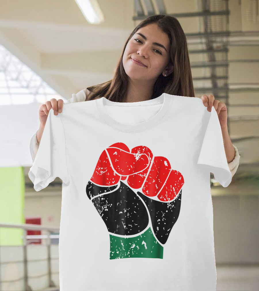 Black History Red Black and Green Pride Fist Symbol of Empowerment T-Shirt
