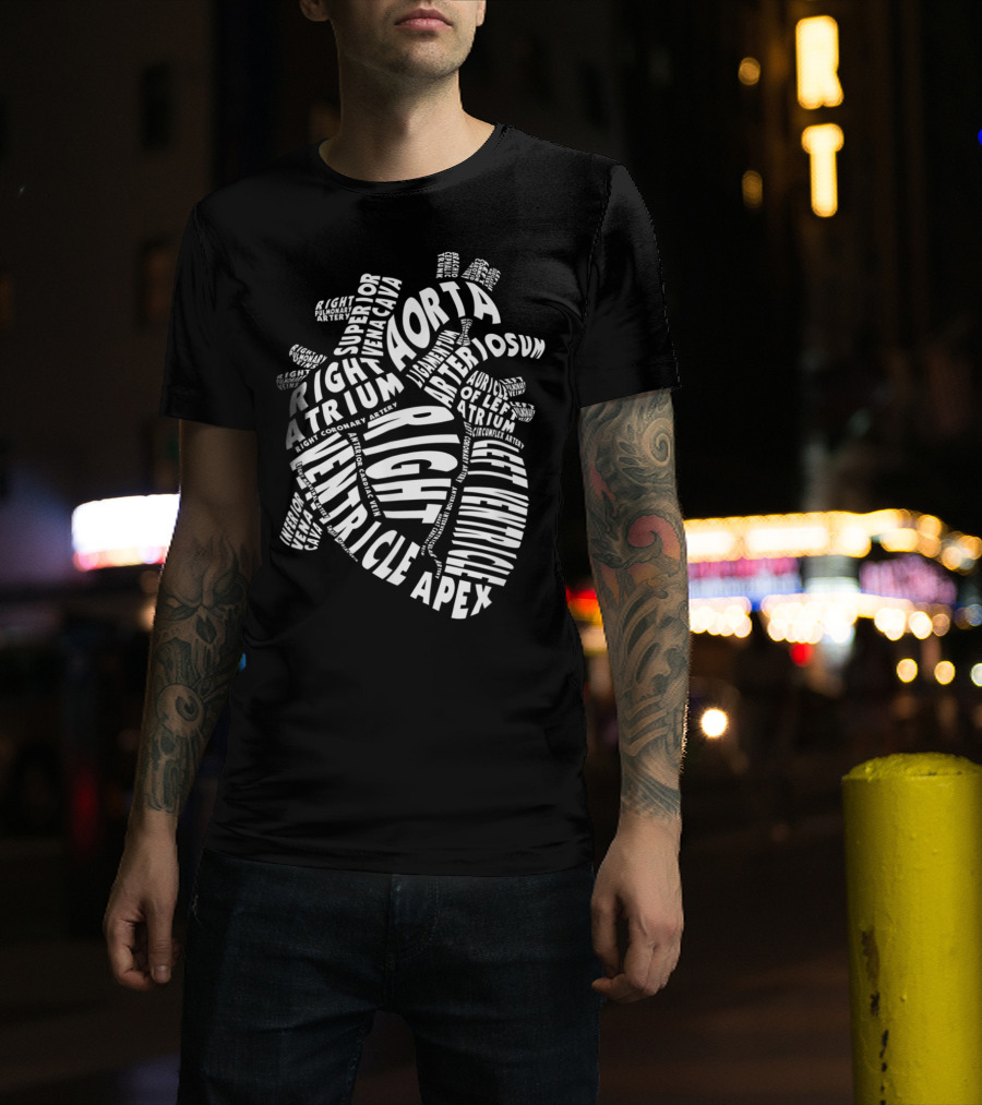 Anatomical Heart Anatomy Aorta Ventricle Atrium Cardiac Nurse Parts T-Shirt