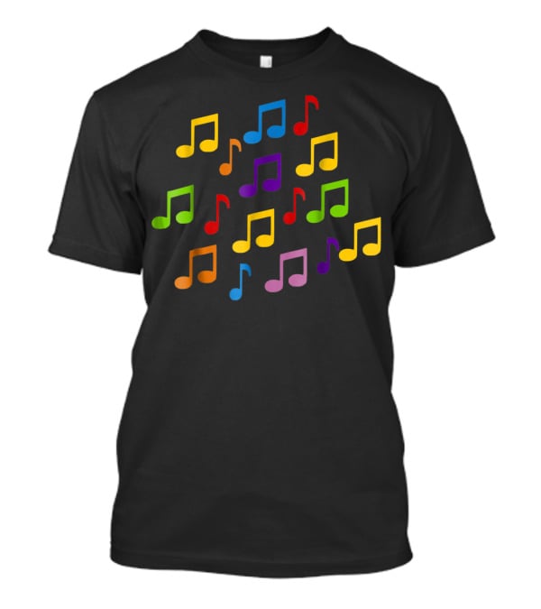 Colored Music Notes Pattern Vibrant T-Shirt