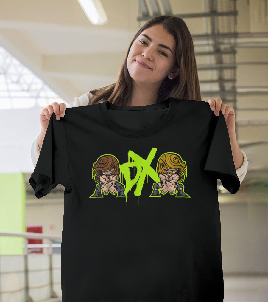 D-Generation X Crossover Cartoon Characters Green And Black T-Shirt