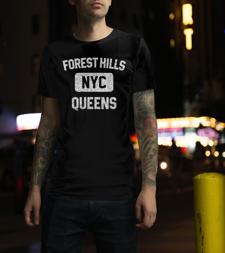 Forest Hills NYC Queens Gym Style Distressed White T-Shirt