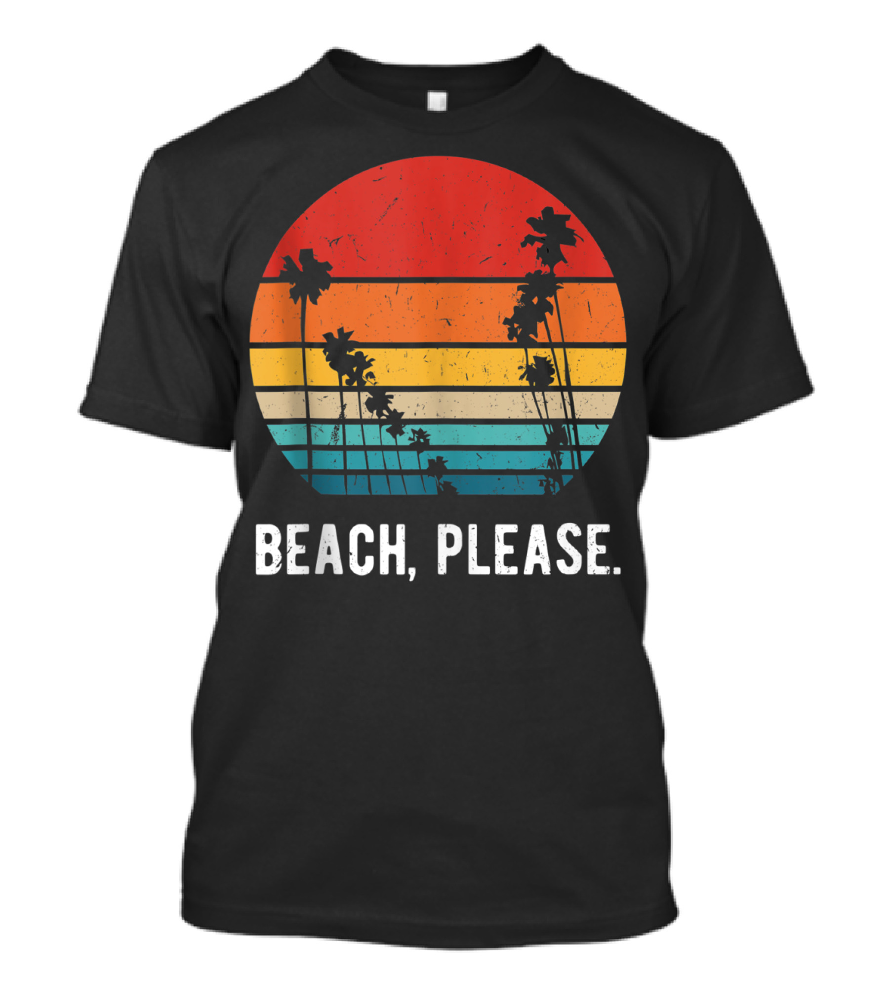 Beach Please Summer Breaks Aloha Vintage Sunset Palm Trees T-Shirt