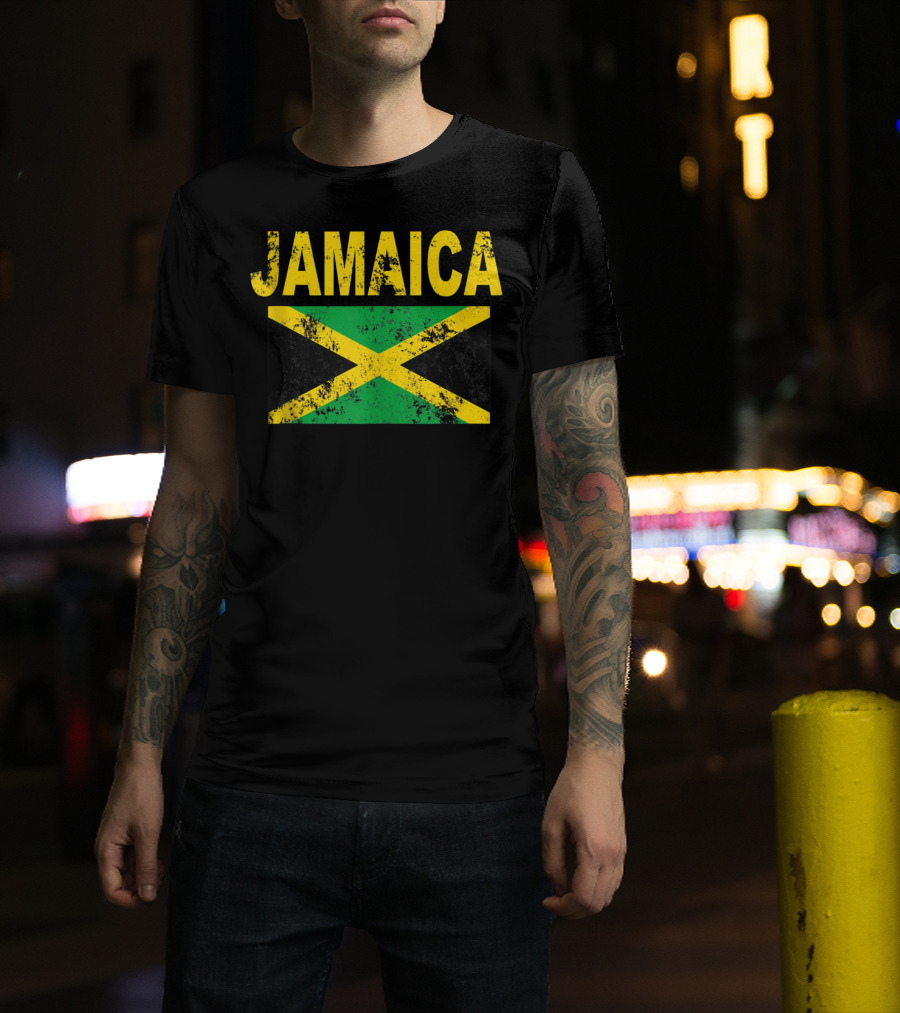Jamaica Distressed Flag Cool Jamaican Flags T-Shirt