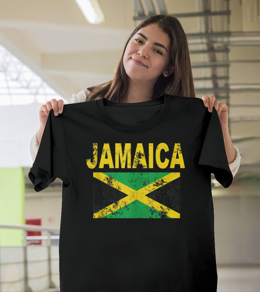 Jamaica Distressed Flag Cool Jamaican Flags T-Shirt