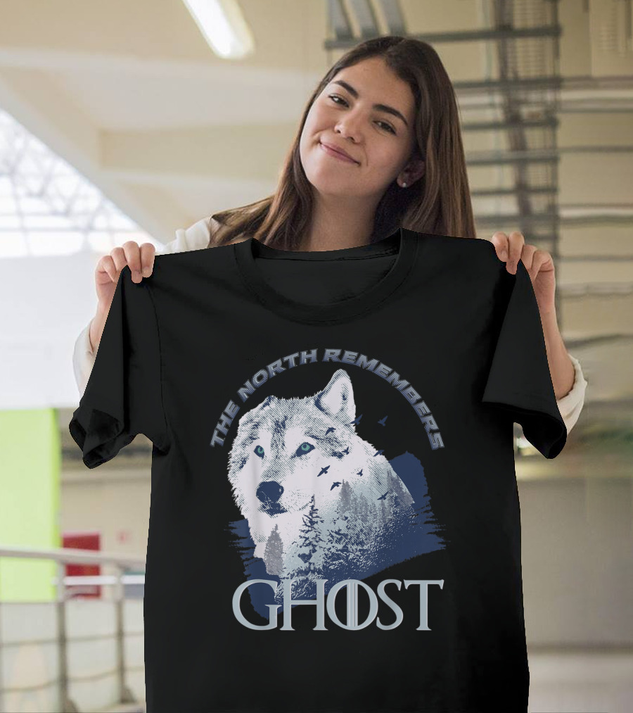 The North Remembers Ghost Lone Wolf in Forest Game Day Winning the Throne T-Shirt