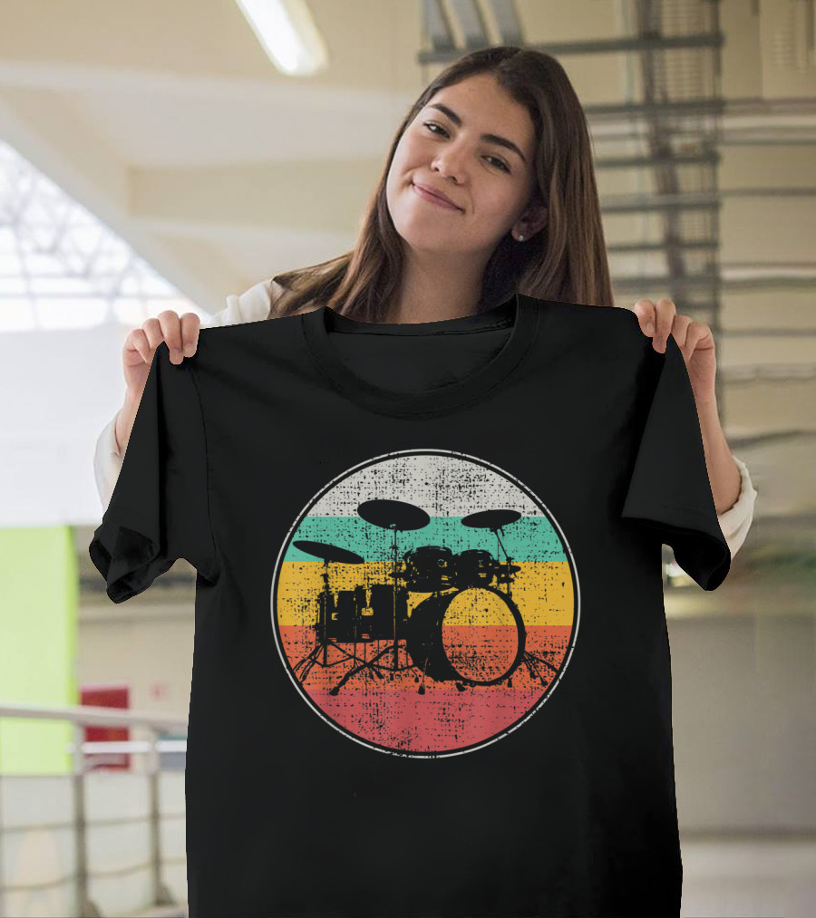 Drumset Vintage Retro Drums Drummer Band T-Shirt