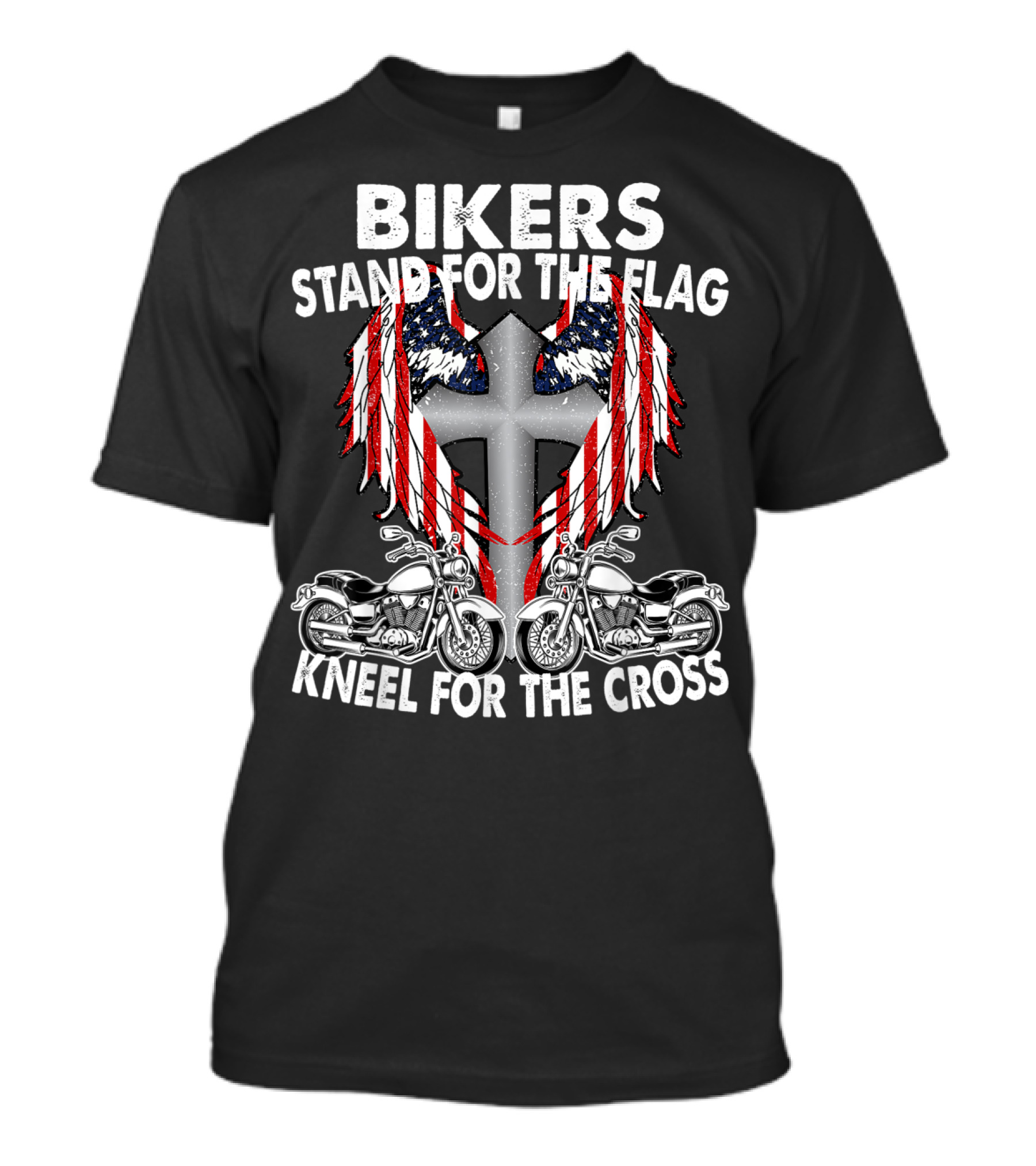 Bikers Stand For The Flag Kneel For The Cross Patriotic Memorial Day T-Shirt
