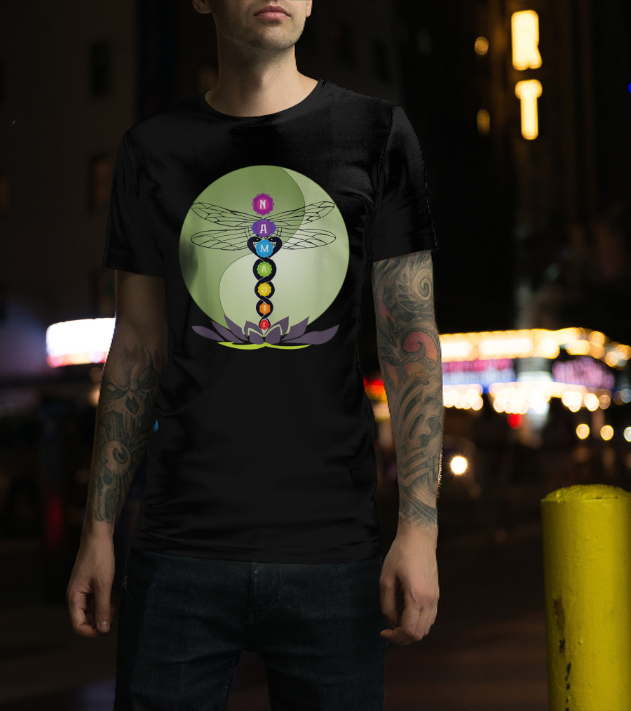 Namaste Chakra Dragonfly With Lotus And Yin Yang T-Shirt