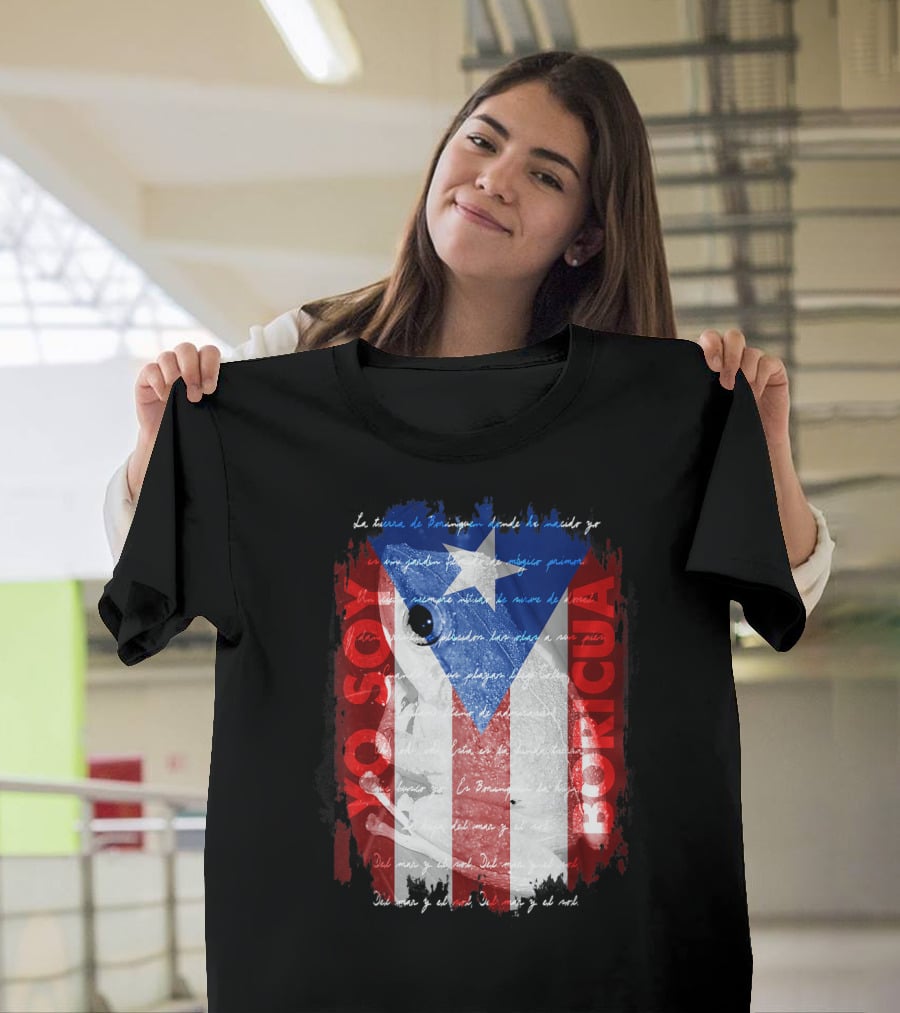 Coqui Yo Soy Boricua Puerto Rico Flag Text T-Shirt