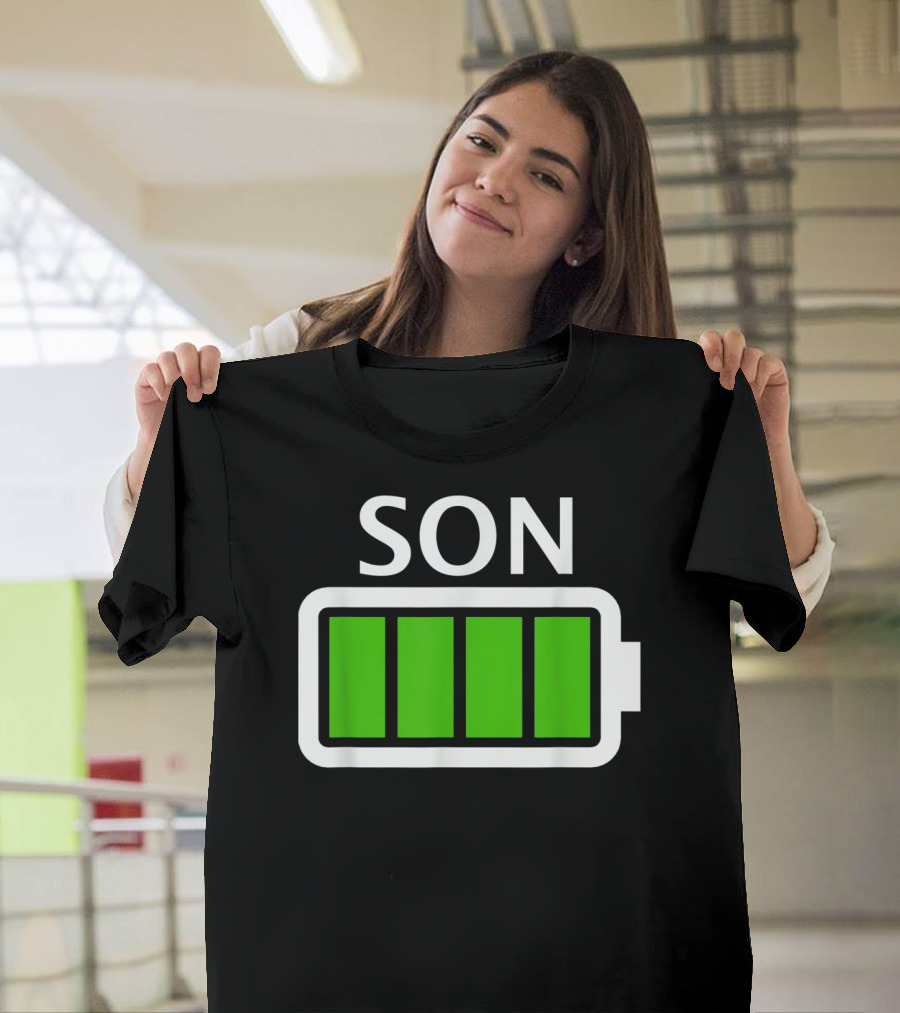 Family Matching Funny Son Fully Charged Battery T-Shirt
