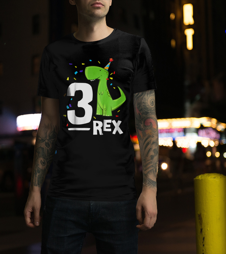 3 Rex Kids Threerex Birthday Party Dinosaur T-Shirt