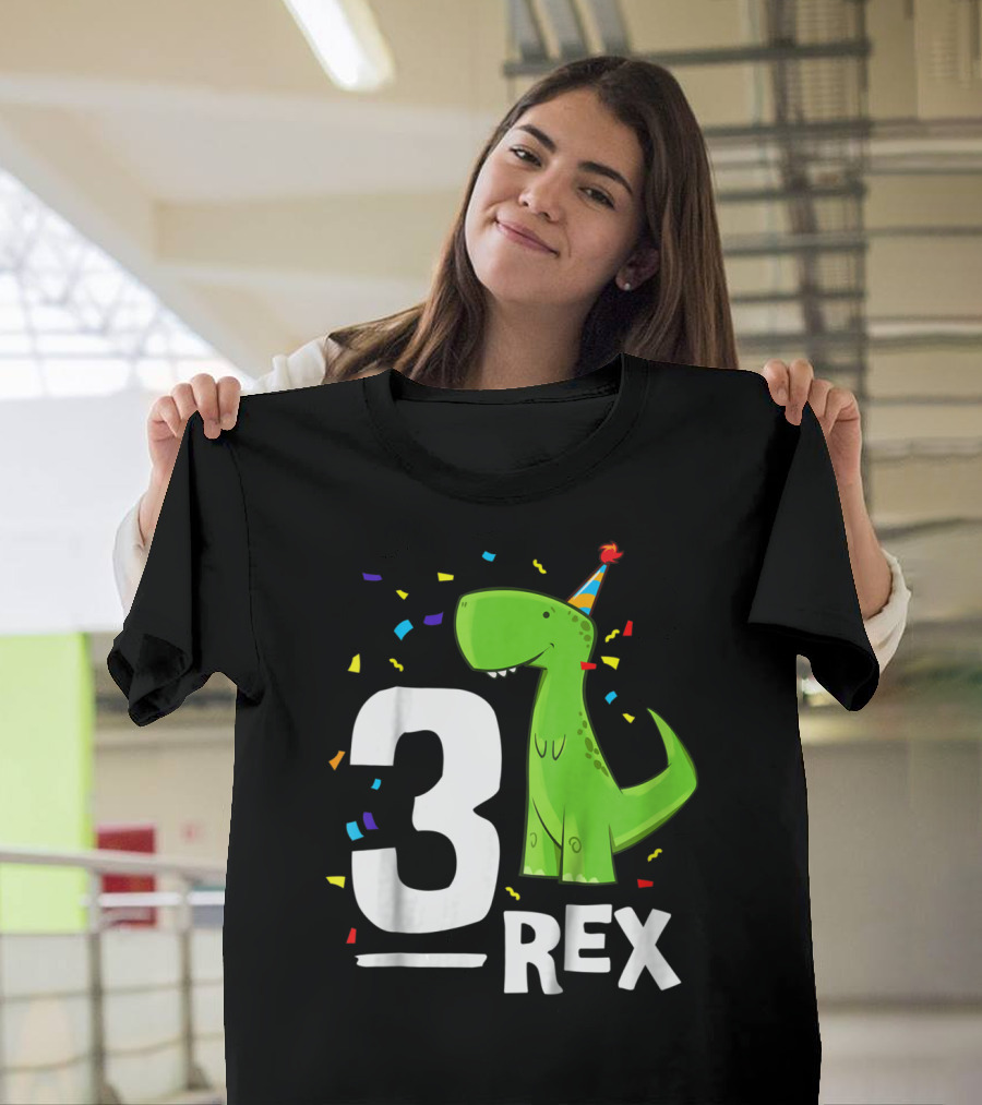 3 Rex Kids Threerex Birthday Party Dinosaur T-Shirt