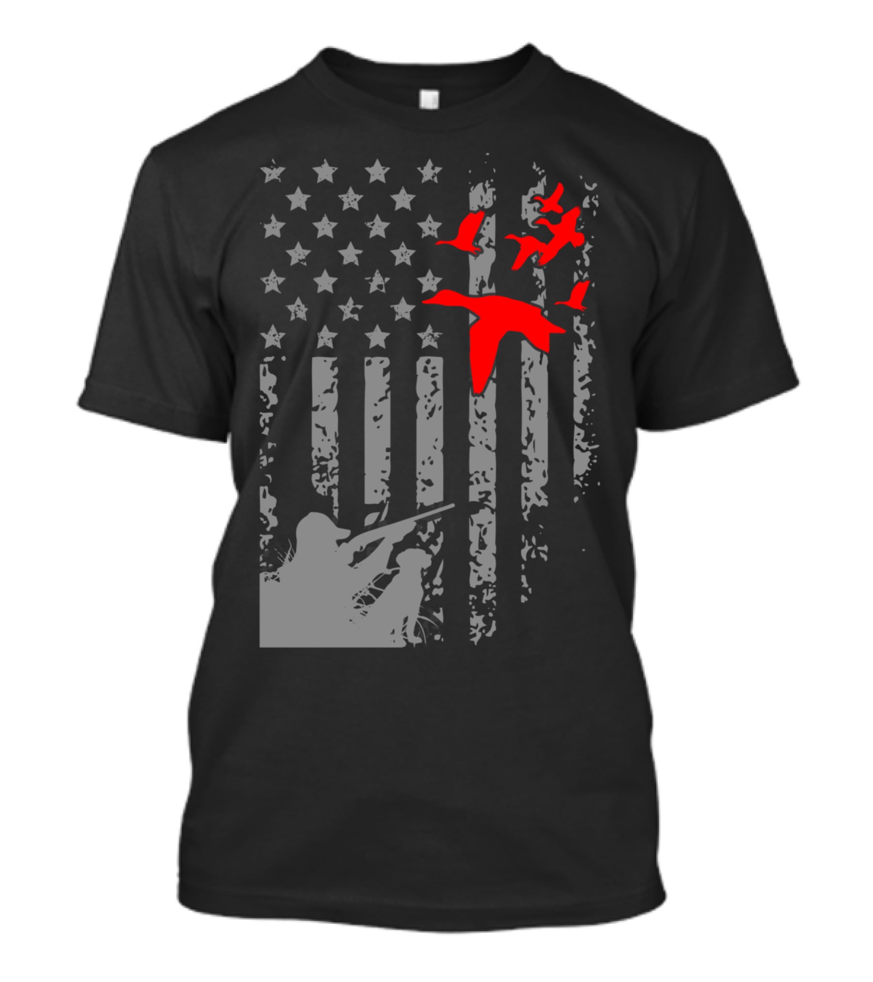 American Flag Waterfowl Hunting With Patriotic Duck T-Shirt