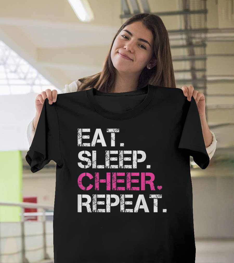 Eat Sleep Cheer Repeat Cheerleading Cheerleader T-Shirt