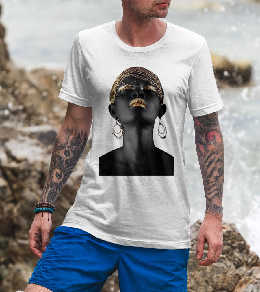 Afrocentric Midnight Queen Regal Gold Embellishments T-Shirt