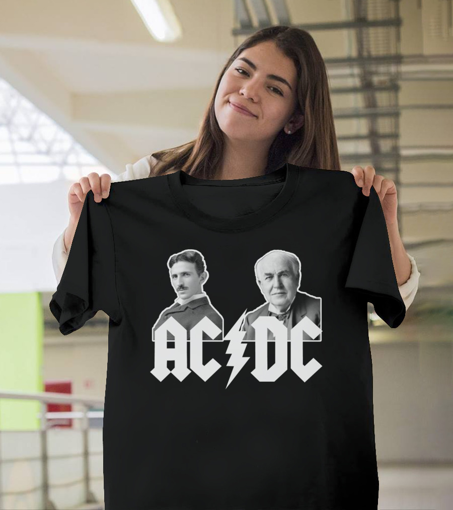 AC DC Nikola Tesla vs Thomas Edison T-Shirt