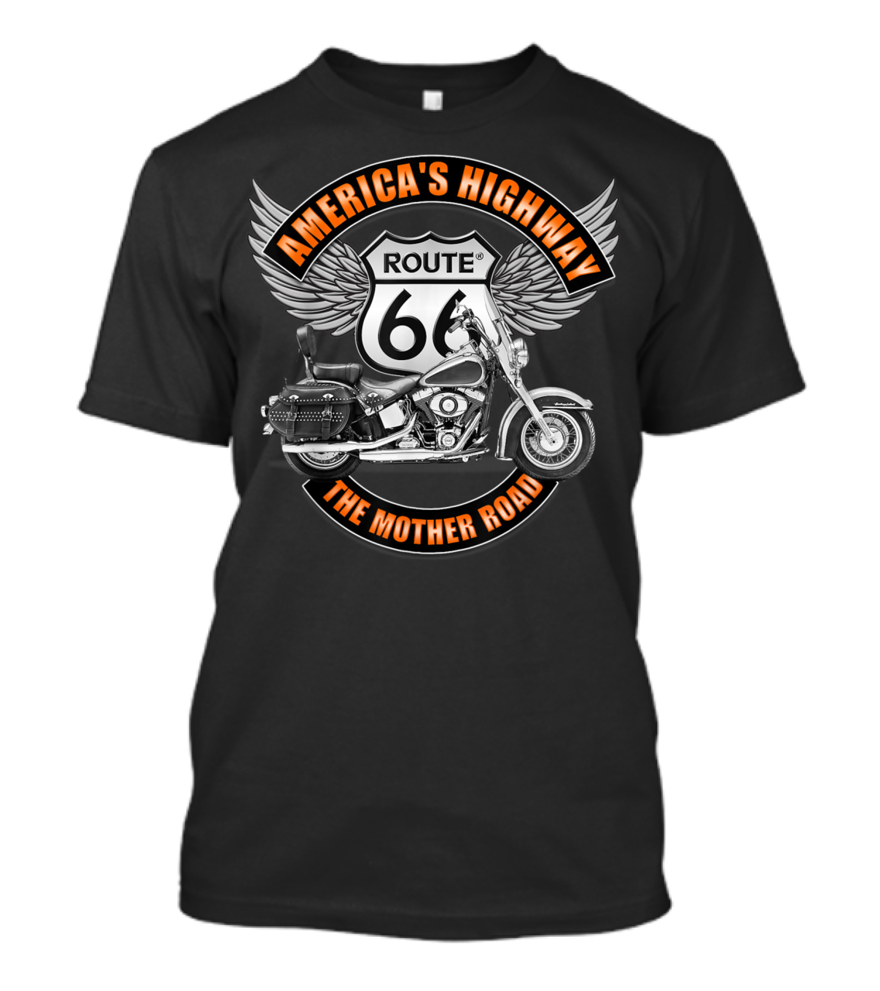 America's Highway Route 66 The Mother Road Motorcycle Wings T-Shirt