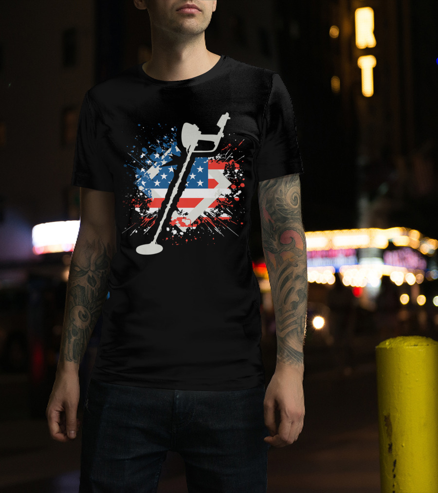 American Pride Patriotic Flag Metal Detector T-Shirt