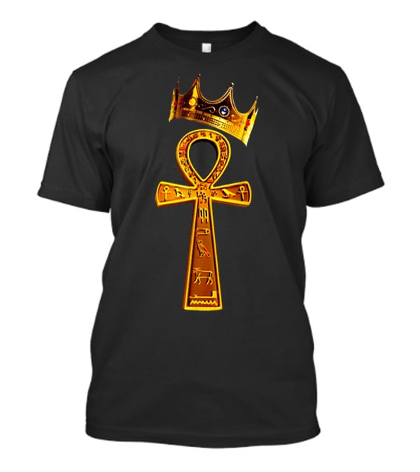 Golden Ankh Symbol With Diamond-Studded Crown T-Shirt