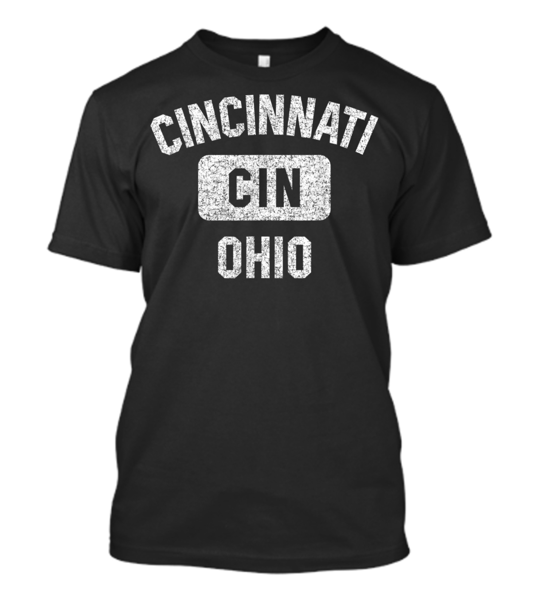 Cincinnati CIN Ohio Gym Style Distressed White T-Shirt