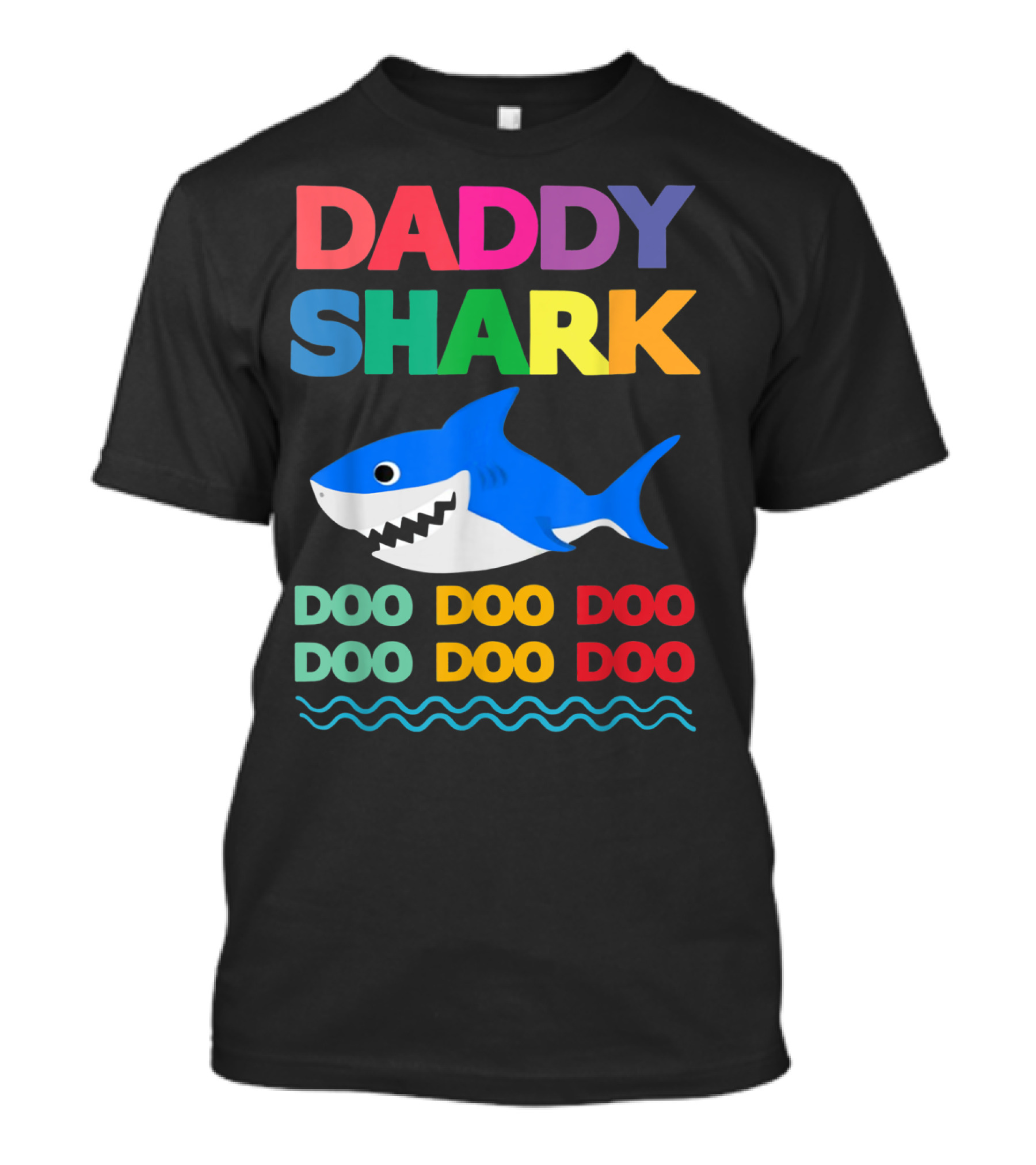 Daddy Shark Doo Doo Doo Baby Mommy Shark Funny Colorful Wave T-Shirt