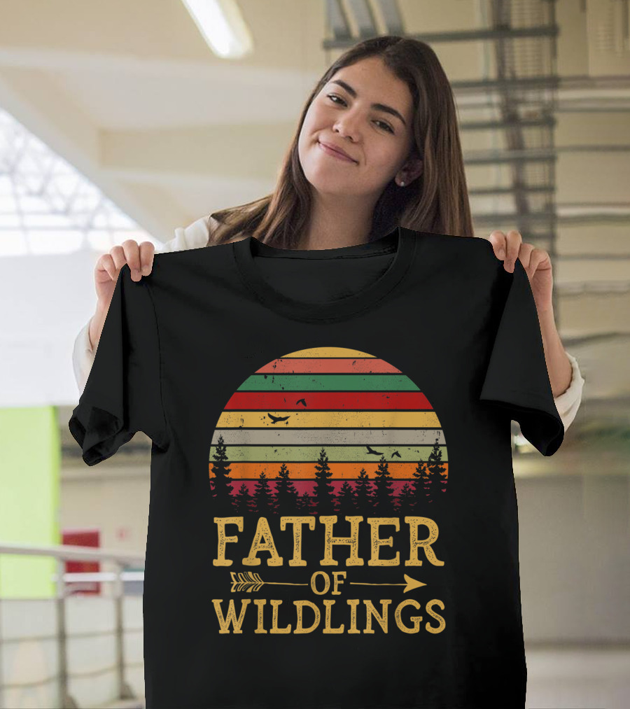 Father Of Wildlings Sunset Vintage Arrow Forest T-Shirt