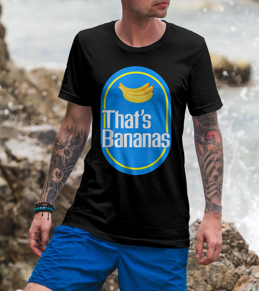 Funny That's Bananas Banana Sticker Blue Oval T-Shirt