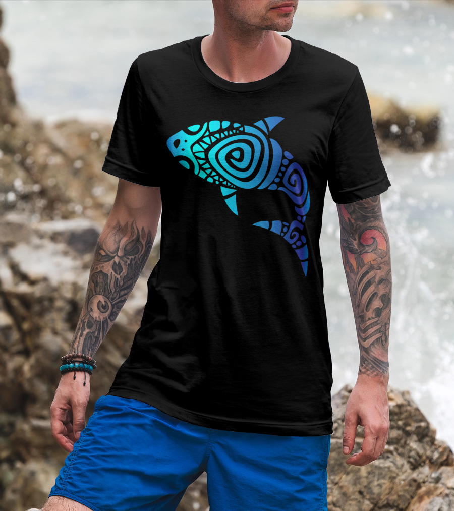 Hawaii Mano Tribal Shark Lover Week Spiral T-Shirt