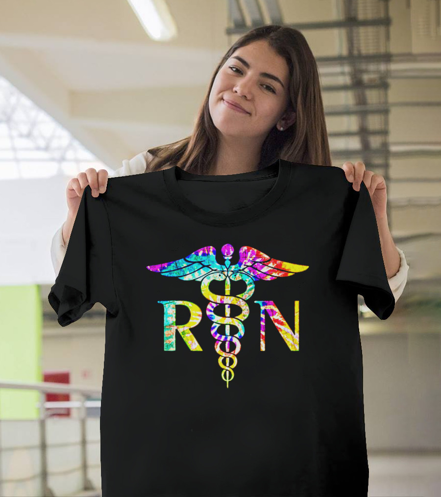 Lovely RN Registered Nurse Caduceus Tie Dye T-Shirt
