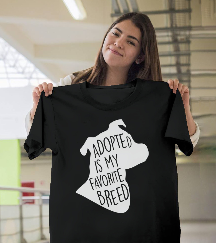 Adopted Is My Favorite Breed Dog Silhouette Outline T-Shirt