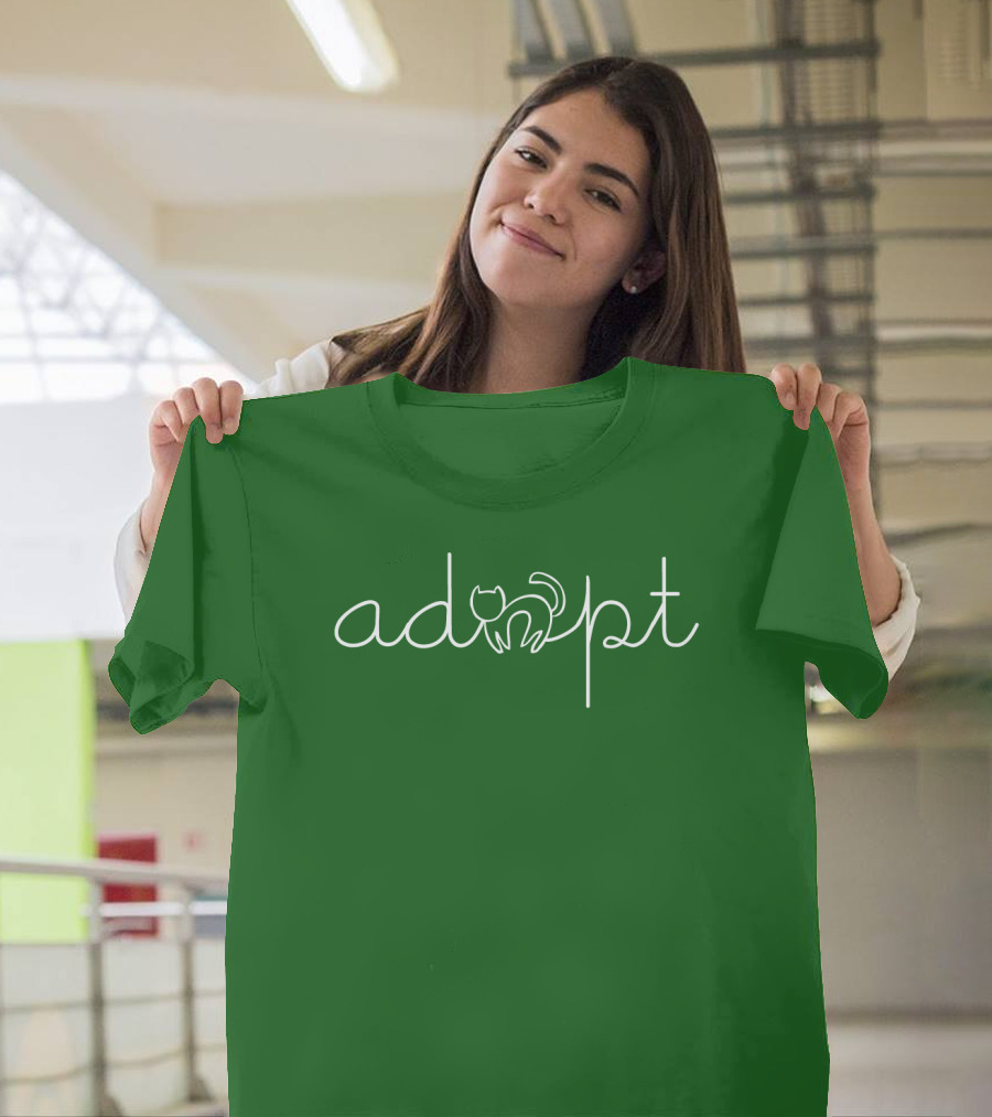 Adopt A Cat with Minimalist Line Art Cat T-Shirt
