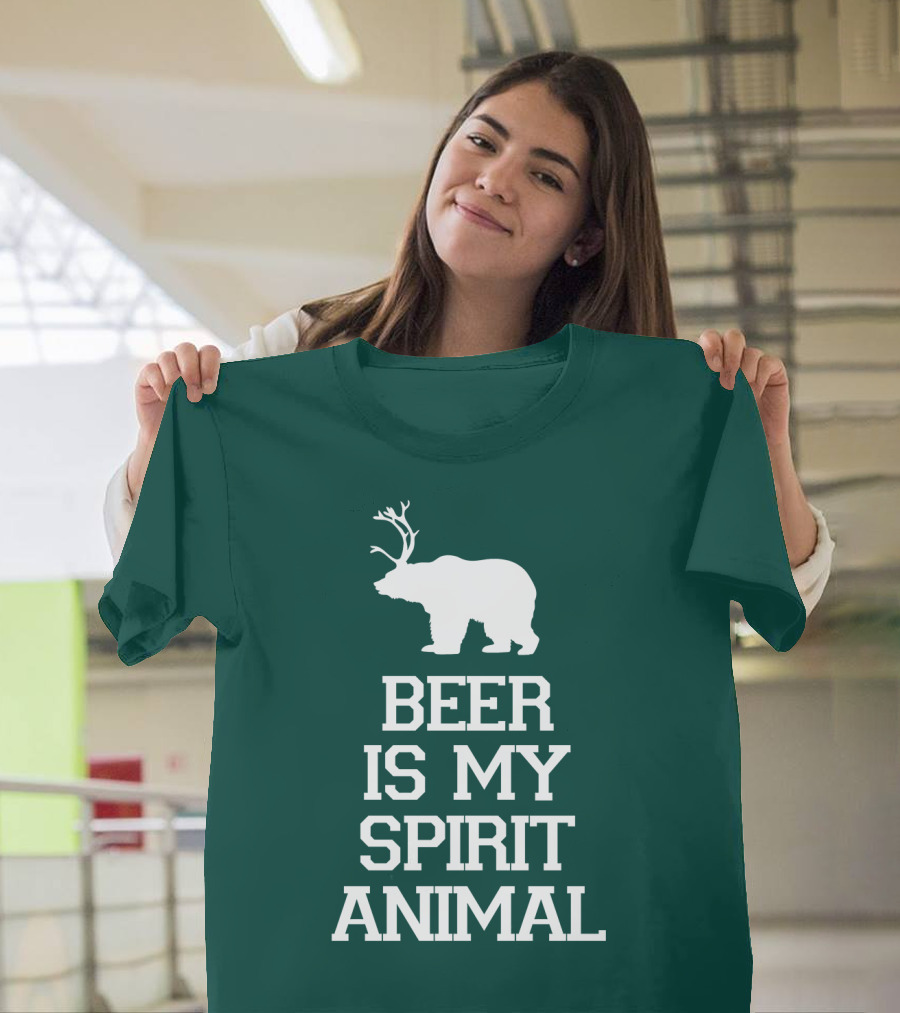 Beer Is My Spirit Animal Bear With Antlers T-Shirt