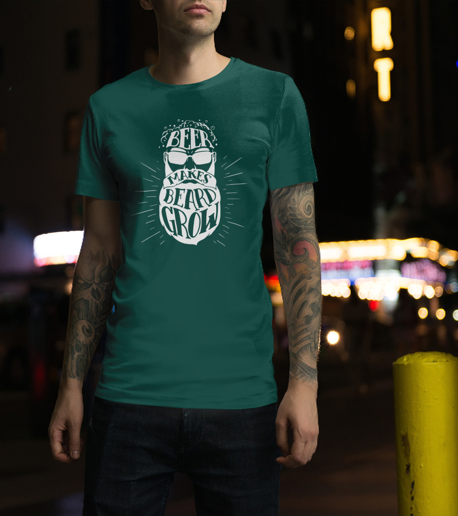 Beer Makes Beard Grow Bubbles And Sunglasses T-Shirt