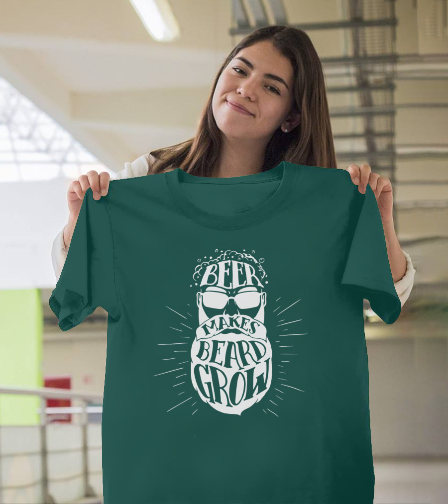 Beer Makes Beard Grow Bubbles And Sunglasses T-Shirt