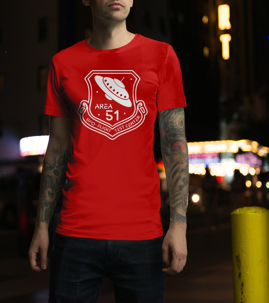 Area 51 UFO Flight Test Center Badge With Flying Saucer Emblem T-Shirt