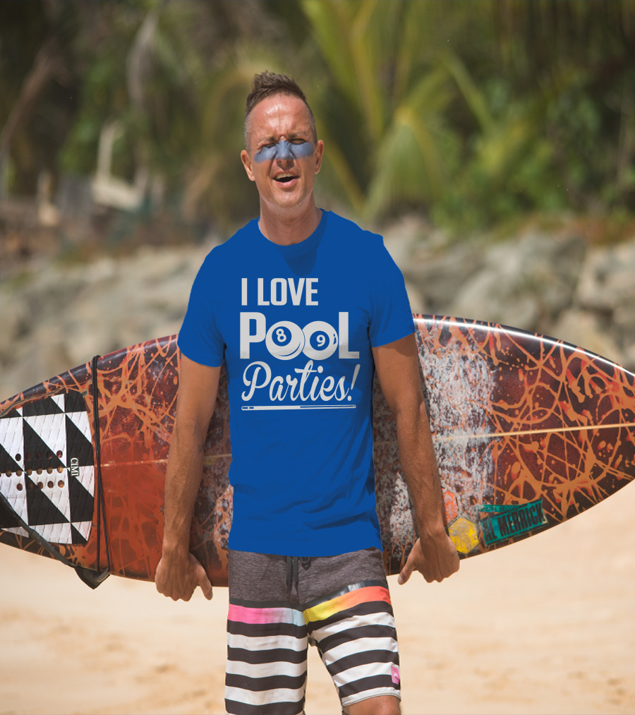 I Love Pool Parties 8 Ball 9 Ball Billiards T-Shirt
