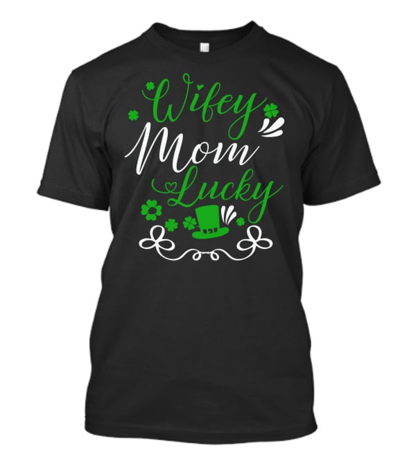Wifey Mom Lucky Shamrock Hat Bow T-Shirt