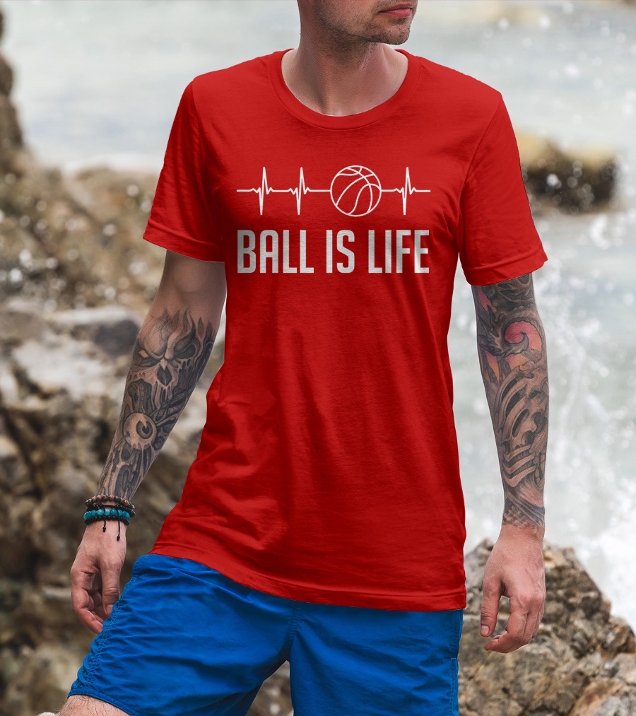 Ball Is Life Basketball Heartbeat T-Shirt