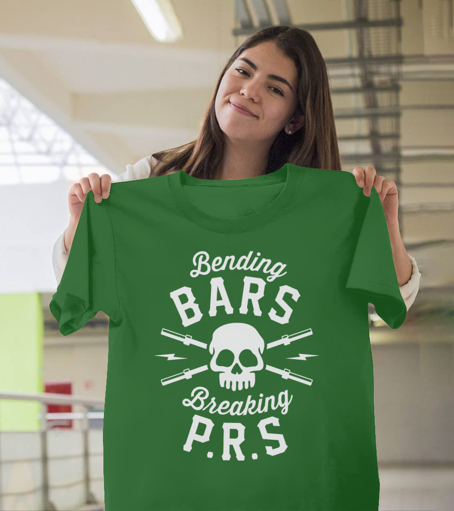 Bending Bars Breaking PRs Skull With Barbells T-Shirt