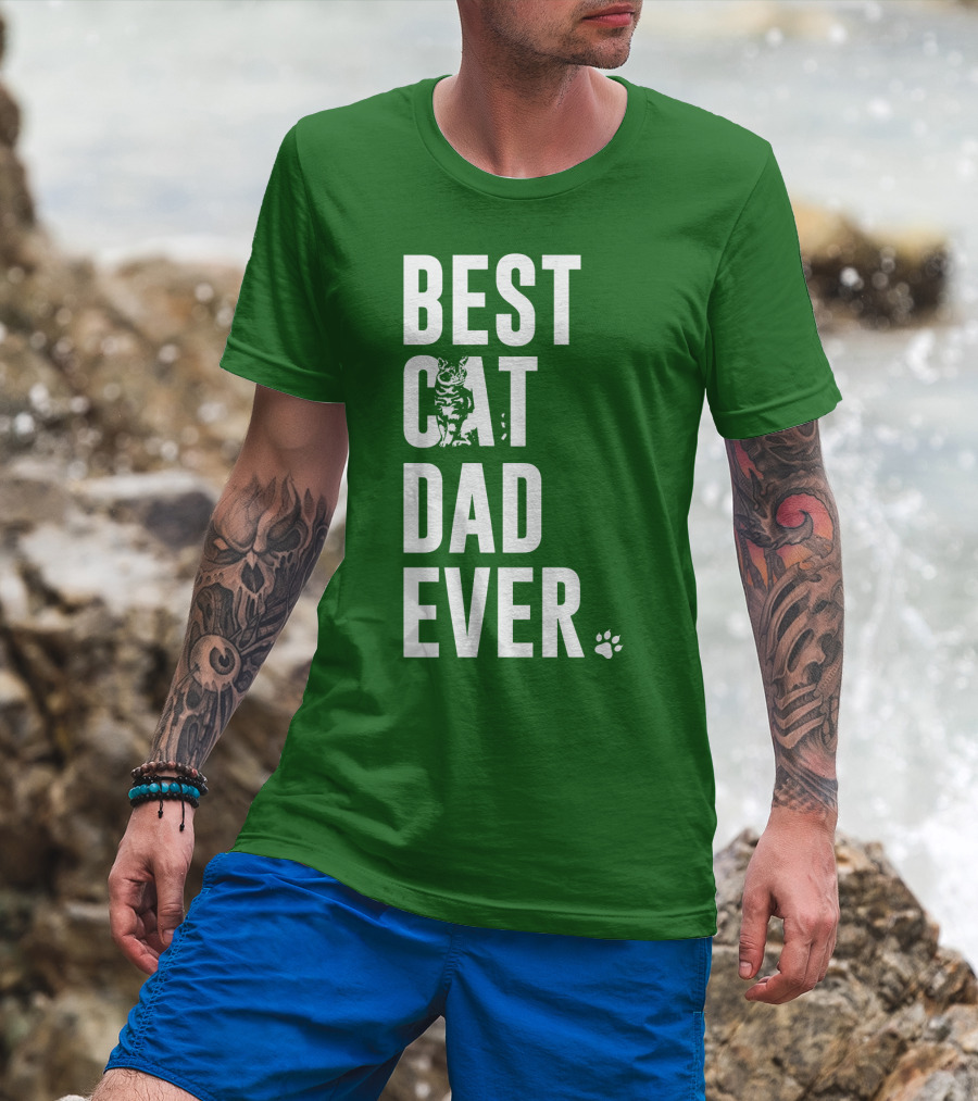 BEST CAT DAD EVER Cat And Paw T-Shirt