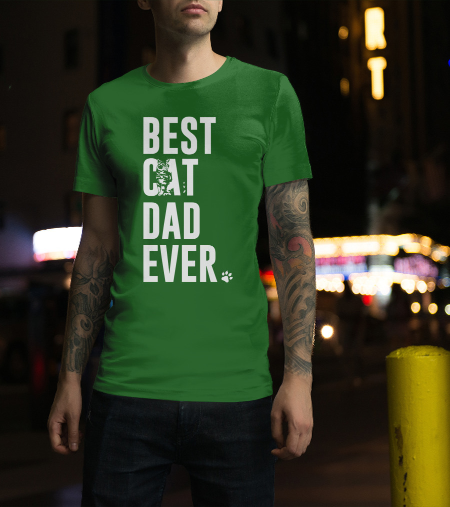 BEST CAT DAD EVER Cat And Paw T-Shirt