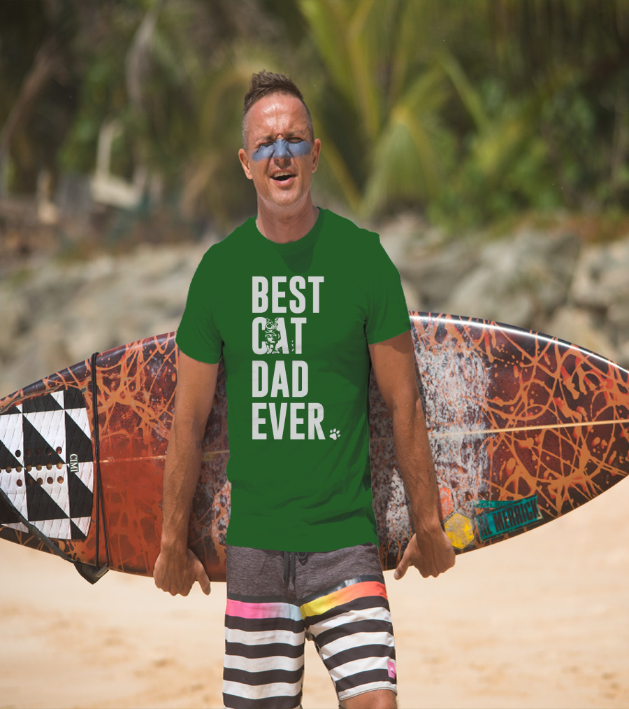 BEST CAT DAD EVER Cat And Paw T-Shirt
