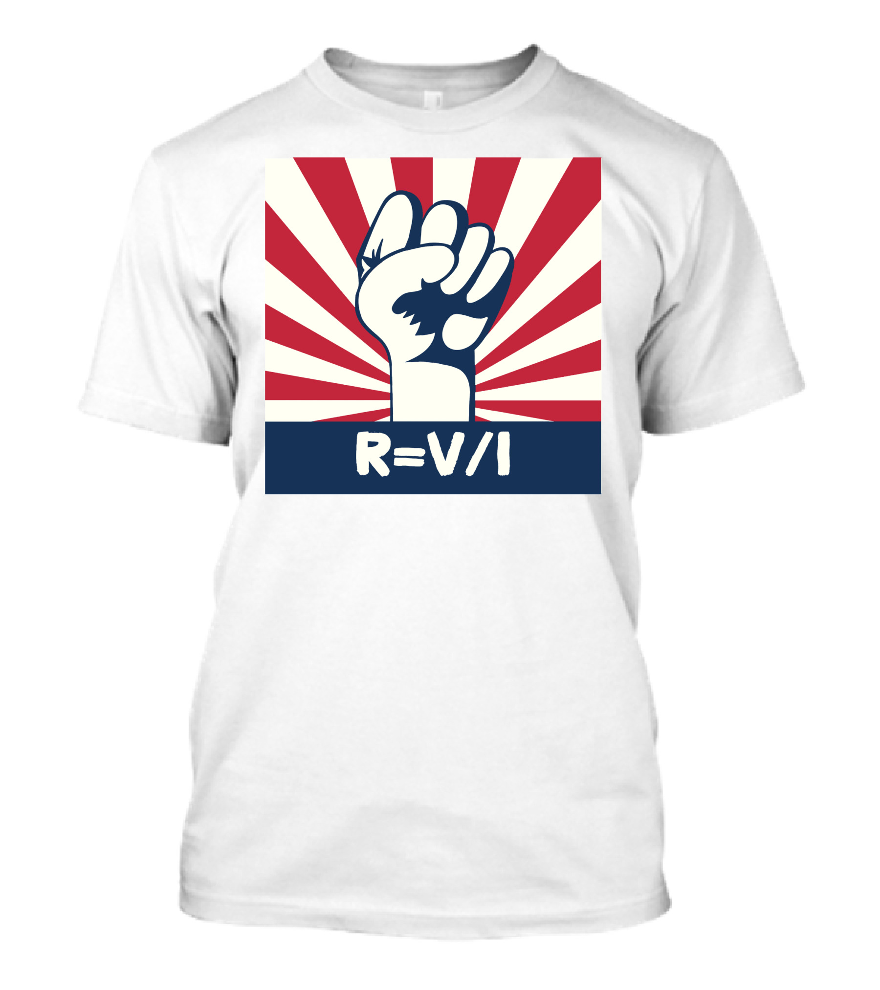 RESIST FIST R=V/I Ohm's Law Of Resistance Sunburst Fist T-Shirt