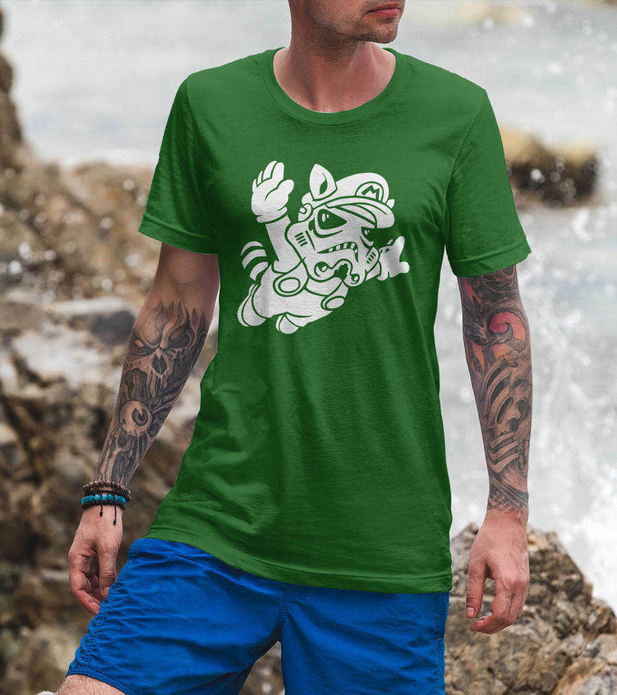 Tanooki Trooper Mashup M Helmet Raccoon Tail T-Shirt