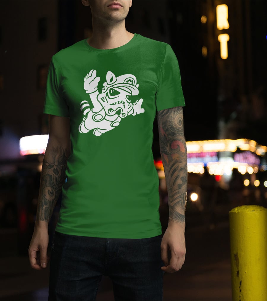 Tanooki Trooper Mashup M Helmet Raccoon Tail T-Shirt